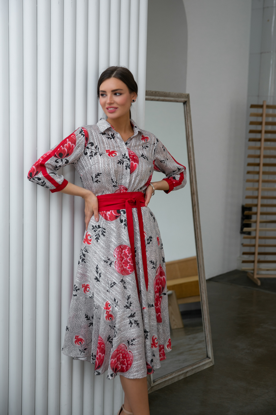 Манила, шифоновое платье с лампасами + пояс-кушак, 2 расцветки от Ритини