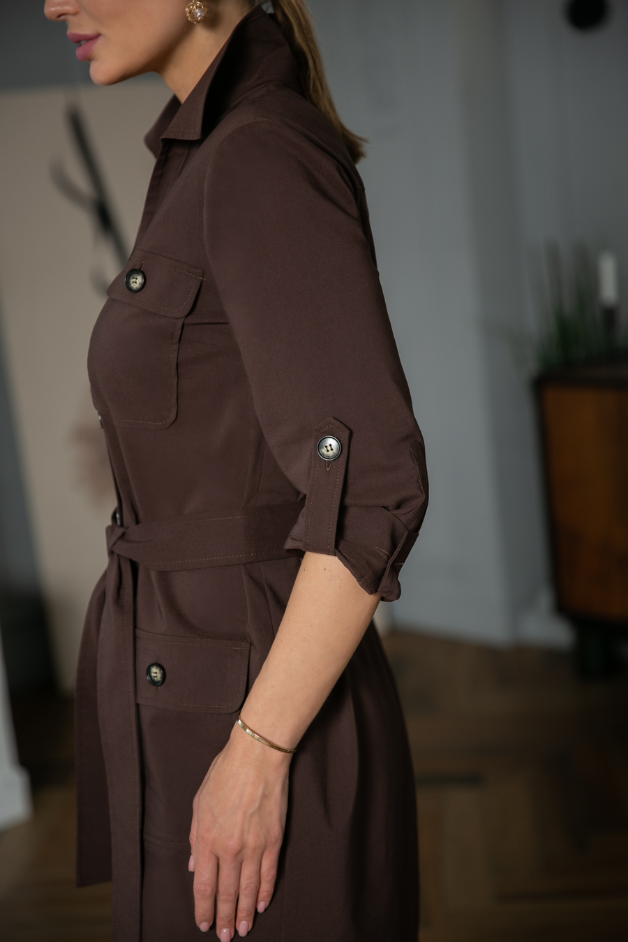 Шерон, платье-сафари с накладными карманами + пояс от Ритини