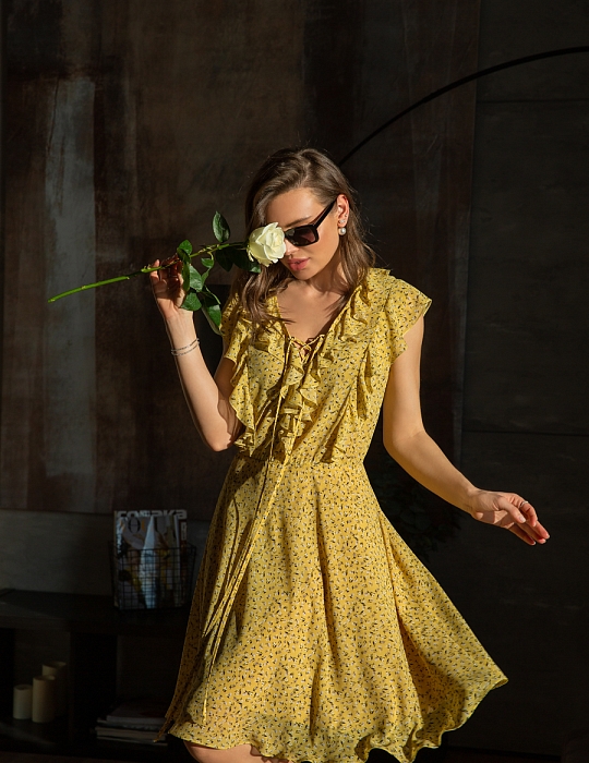 Фредерика, платье из шифона с цветочным принтом и изящными рюшами, 2 цвета от Ритини
