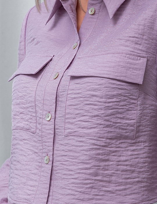 Касиано, экстравагантный комплект цвета лесной розы рубашка "кроп" + юбка четырехклинка длины миди от Ритини