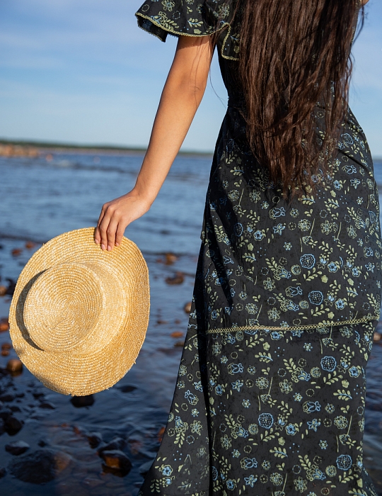 Фрида. Длинное платье-сарафан из 100% хлопка в мелкий цветочек от Ритини