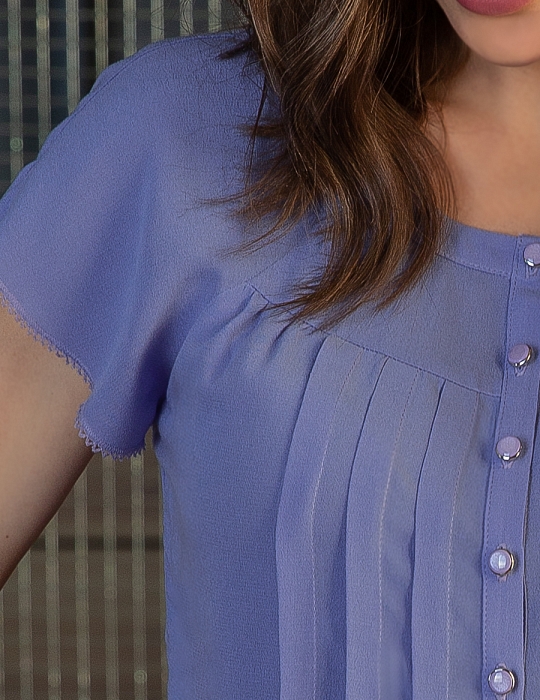 Нита.2 блузка из тончайшей вискозы-вуаль с пуговками и мережкой по низу и рукавам Ритини